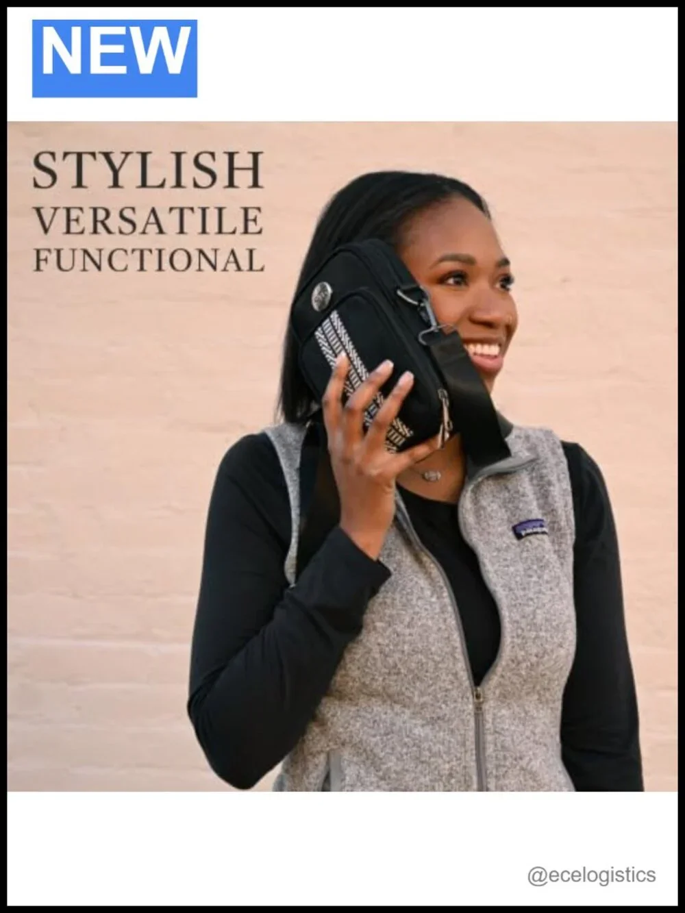 RFID Crossbody Sling Bag with Card Slots & Adjustable Strap
